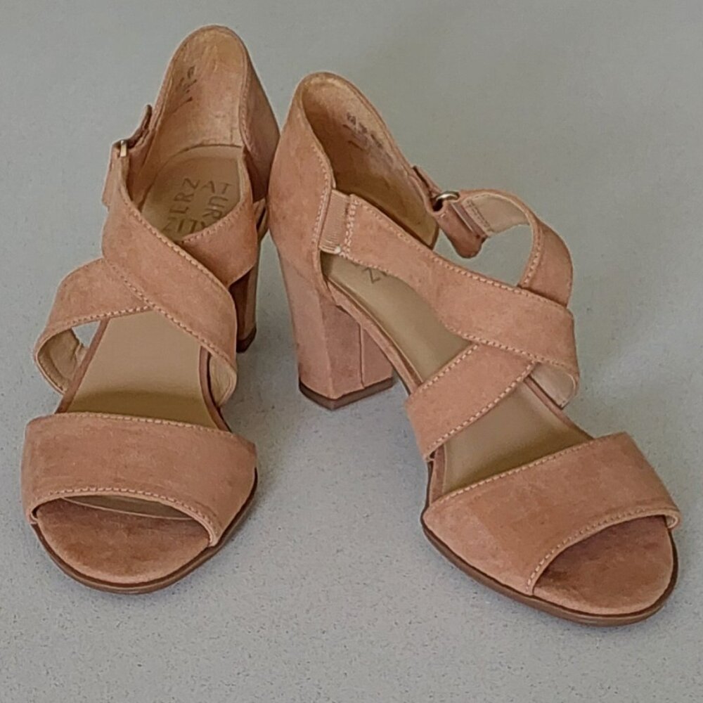 Naturalizer Lindy 3" Strappy Tan Block Heels Women's Size 8M